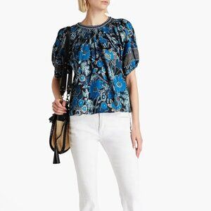 Ulla Johnson Celie Floral Top Blouse Size 4 Puff Sleeve